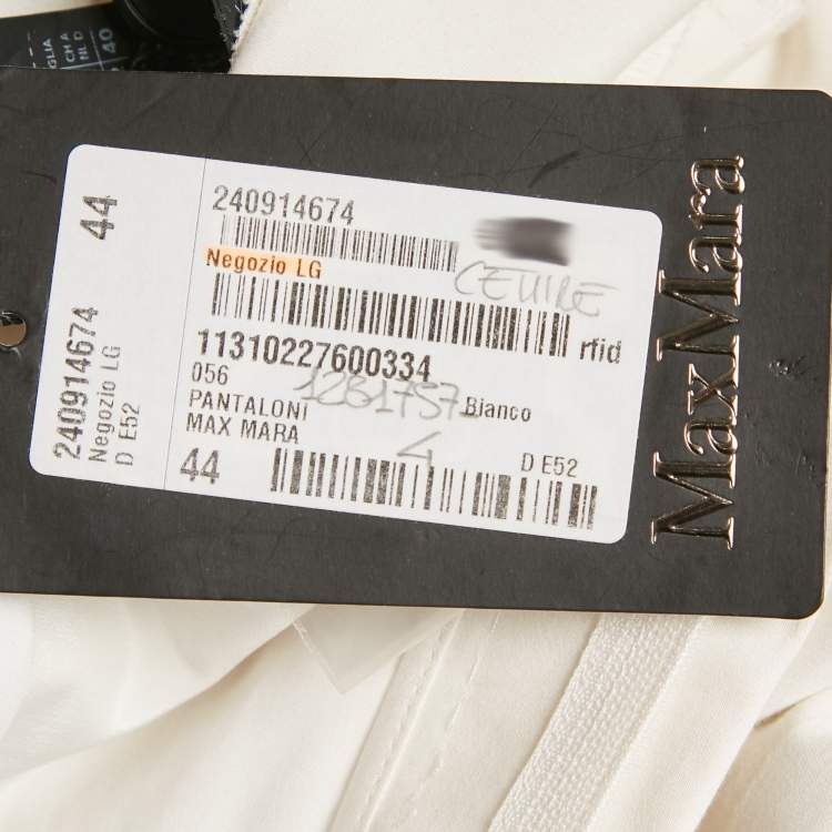 Pre Owned Max Mara White Cotton Blend Trousers L