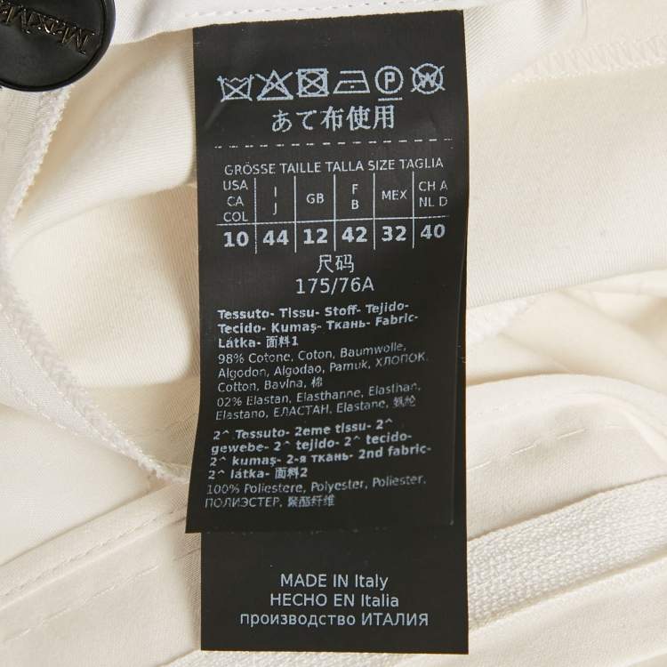 Pre Owned Max Mara White Cotton Blend Trousers L