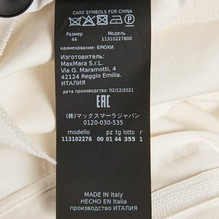 Pre Owned Max Mara White Cotton Blend Trousers L