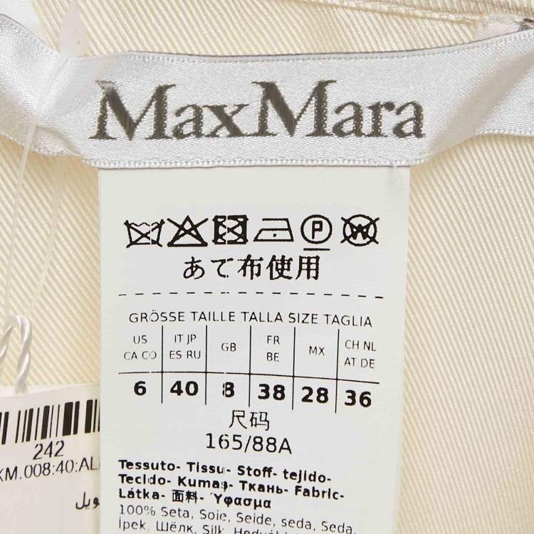 Pre Owned Max Mara Cream Silk Tie-Up Neck Blouse S