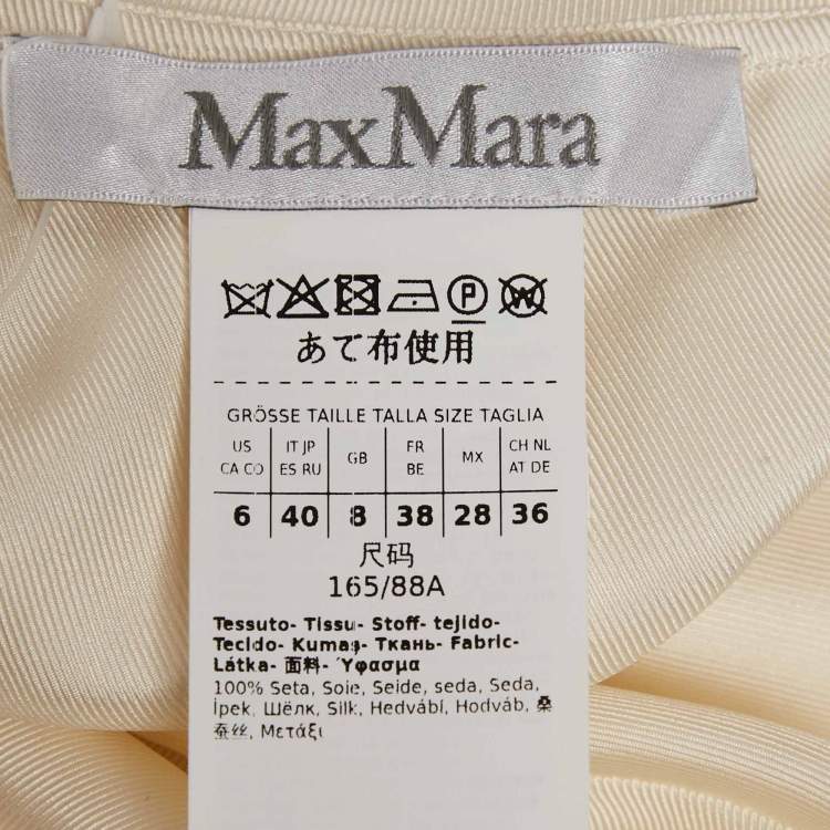 Pre Owned Max Mara Cream Silk Tie-Up Neck Blouse S