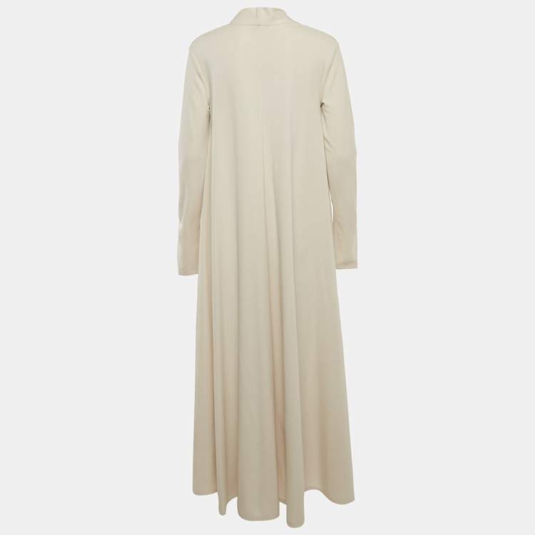 Pre Owned Max Mara Off-White Jersey Caladio Midi Dress M