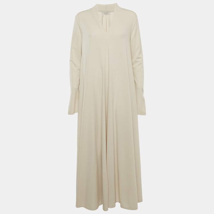 Pre Owned Max Mara Off-White Jersey Caladio Midi Dress M