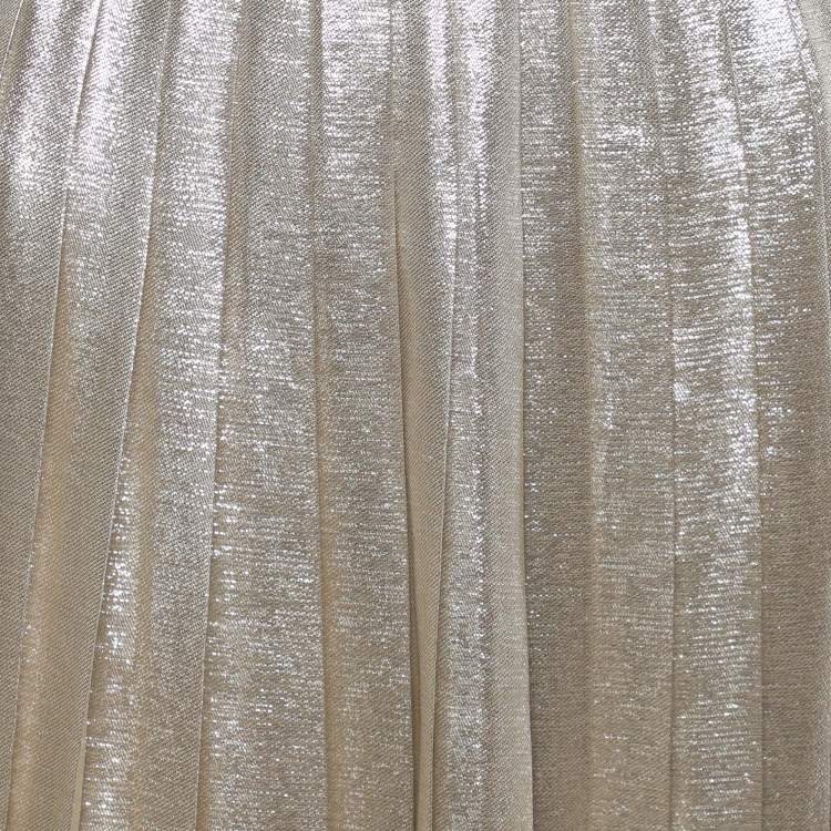 Pre Owned Max Mara Silver Georgette Pleated Maxi Skirt S