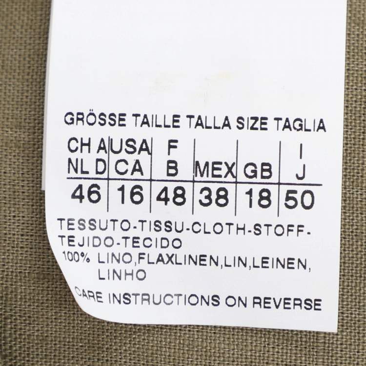 Pre Owned Max Mara Green Linen Long Sleeve Shirt XL