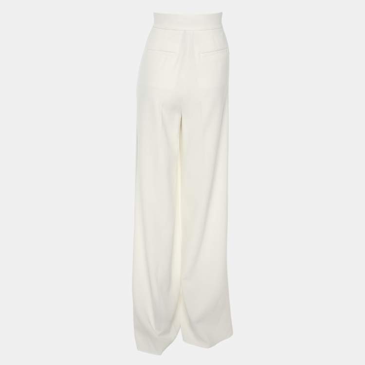 Pre Owned Max Mara White Crepe Palazzo Pant XS