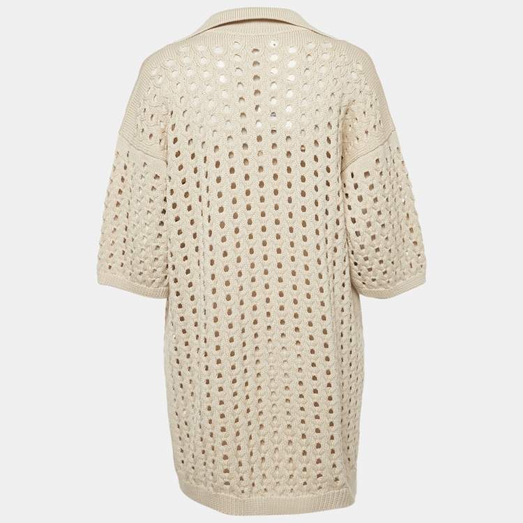 Pre Owned Max Mara Beige Knit Cut-Out Urna Mini Dress M