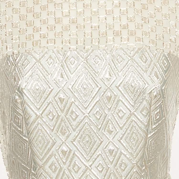 Pre Owned Max Mara Blue Lurex Jacquard Gown S