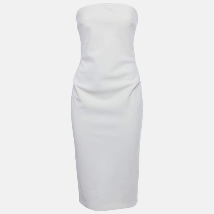 مملوكة مسبقًا Max Mara Off-White Wool Strapless Bernard Dress S