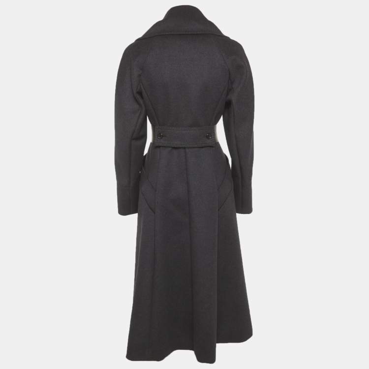 مملوكة مسبقًا معطف طويل مزدوج الصدر مزيج صوف أسود ماكس مارا أتيليه مقاس صغير (سمول)