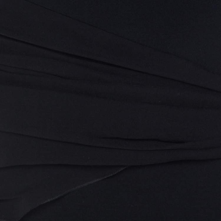 Pre Owned Max Mara Black Crepe Knit Pleated Tie Detail Strapless Nicchia Gown L