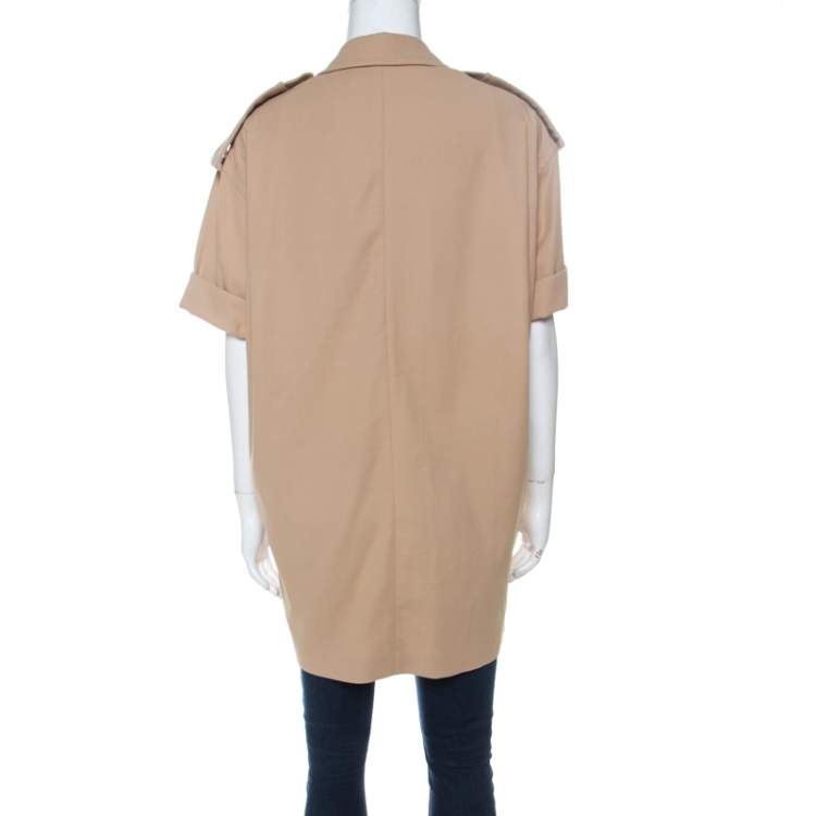 Pre Owned Max Mara Beige Cotton Half Sleeve Mayaka Jacket L 