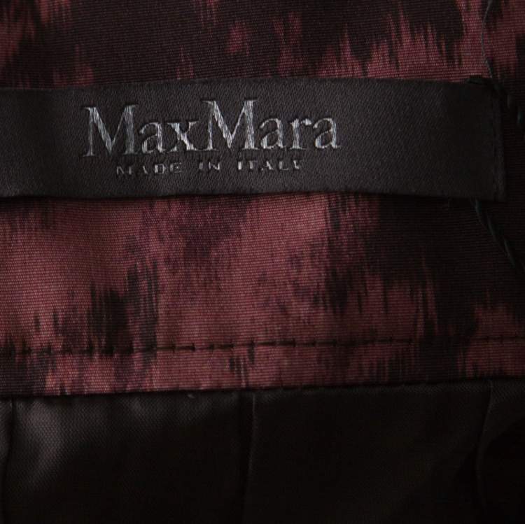 Pre Owned Max Mara Burgundy Printed Silk Maxi Skirt S