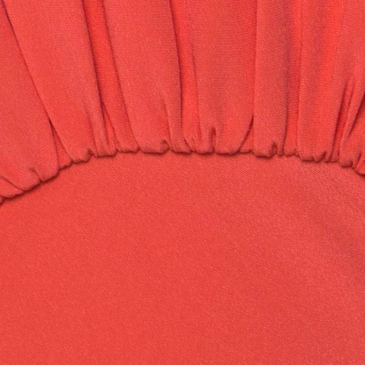 Pre Owned Max Mara Pianoforte Orange Cady Cut Out Detail Leo Maxi Dress L