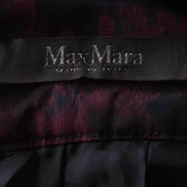 Pre Owned Max Mara Purple Printed Silk Maxi Skirt M