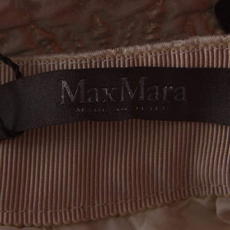 Pre Owned Max Mara Cream Lurex Floral Pattern Jacquard Long Skirt L