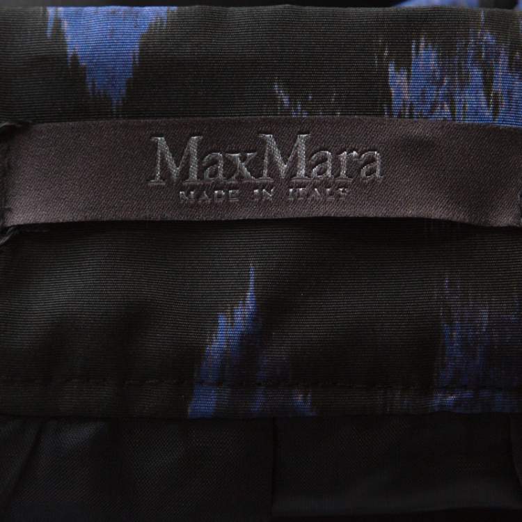 Pre Owned Max Mara Blue Printed Silk Maxi Skirt S