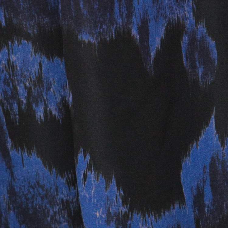 Pre Owned Max Mara Blue Printed Silk Maxi Skirt L