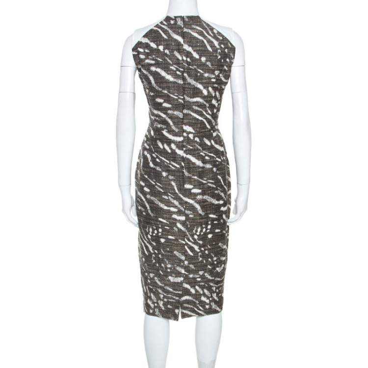Pre Owned Max Mara Bicolor Patterned Knit Sleeveless Midi Dress M