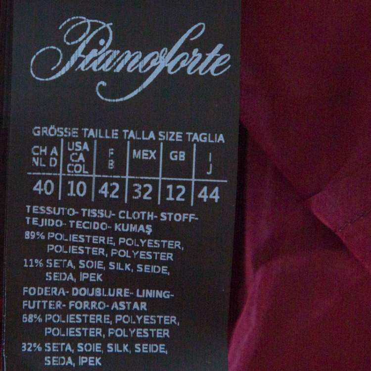 Pre Owned Max Mara Burgundy Metallic Jacquard Tinsel Fringed Maxi Skirt M