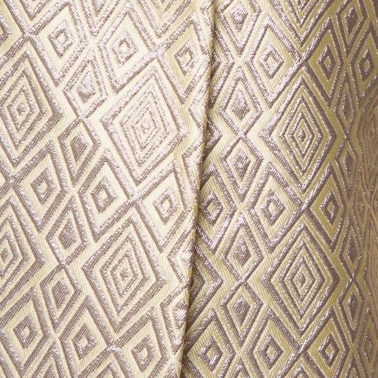 مملوكة مسبقًا Max Mara Pale Yellow Lurex Jacquard Faenza Coat M