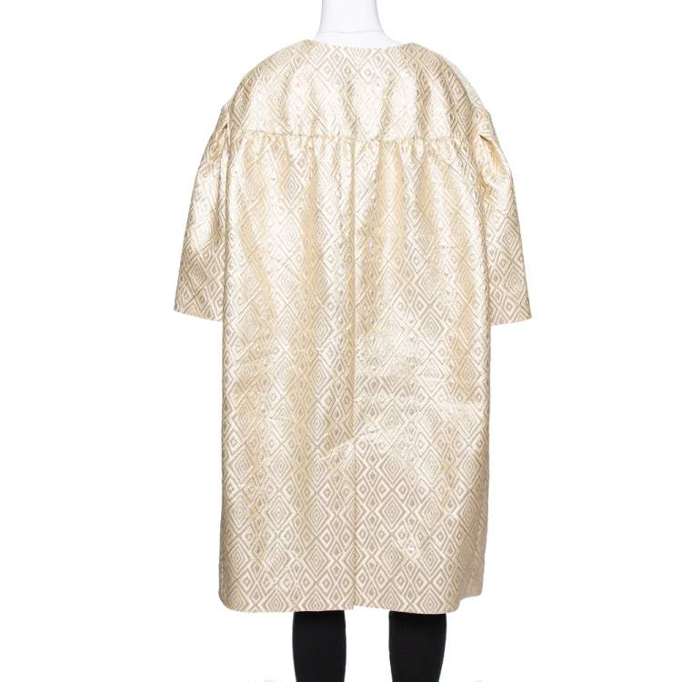 مملوكة �مسبقًا Max Mara Pale Yellow Lurex Jacquard Faenza Coat M