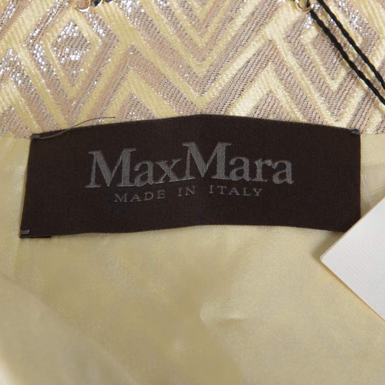 مملوكة مسبقًا Max Mara Pale Yellow Lurex Jacquard Faenza Coat M