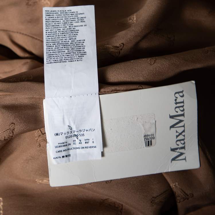 Pre Owned Max Mara Camel Wool Double Breasted Coat S