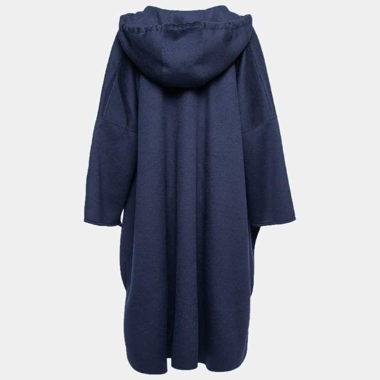 Pre Owned Max Mara Midnight Blue Cashmere Oboe Hooded Cape S