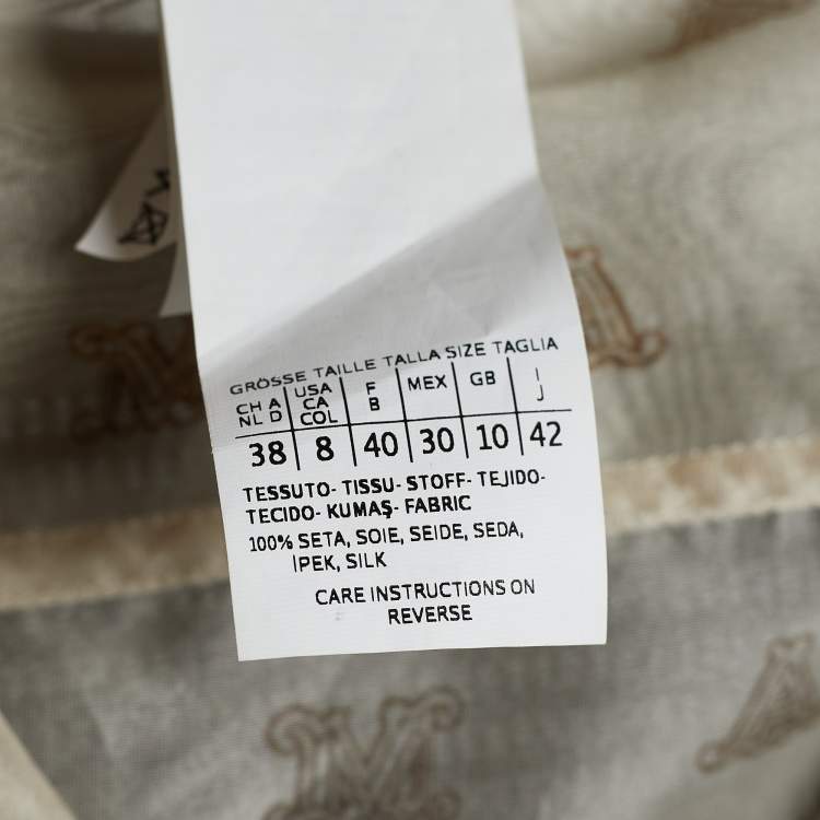 Pre Owned Max Mara Beige Silk Organza Logo Print Sheer Jacket M