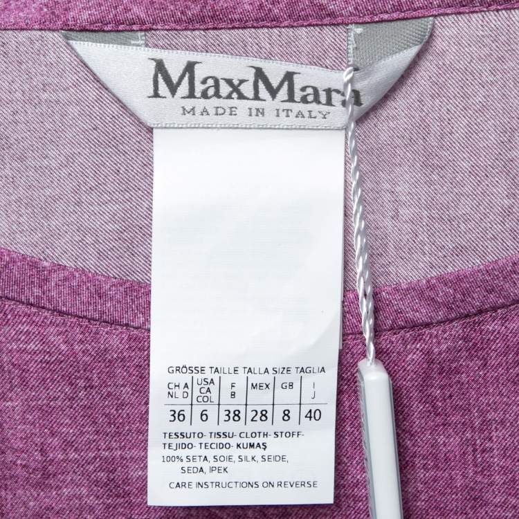 Pre Owned Max Mara Purple Silk Oversized Tunic Blouse S