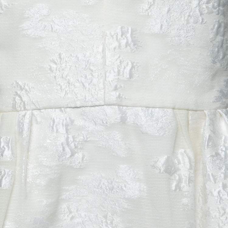 Pre Owned Max Mara White Lurex Jacquard Halter Neck Ermione Wedding Dress M