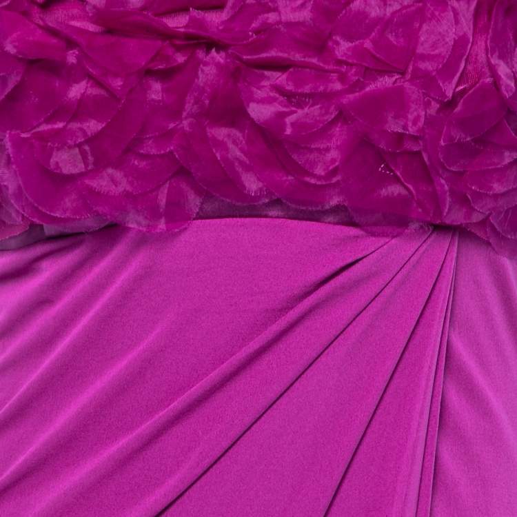 Pre Owned Max Mara Purple Jersey & Tulle Embellished Strapless Maxi Dress S