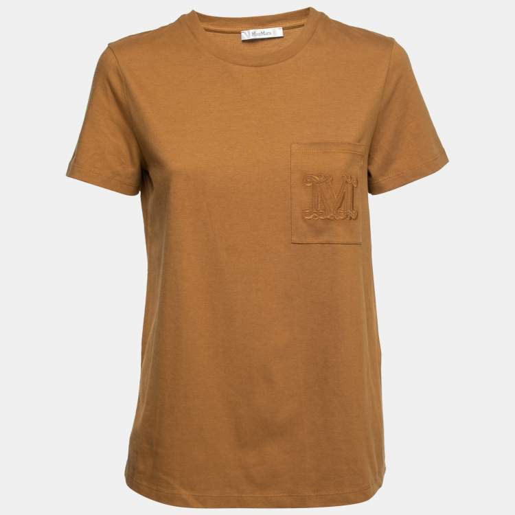 مملوكة مسبقًا Max Mara Brown Cotton Pocket Detail Short Sleeve T-Shirt M