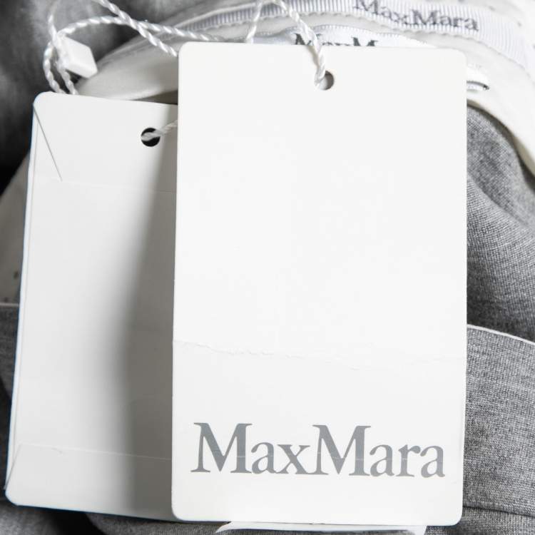 Pre Owned Max Mara Grey Jersey Wide Leg Pants L