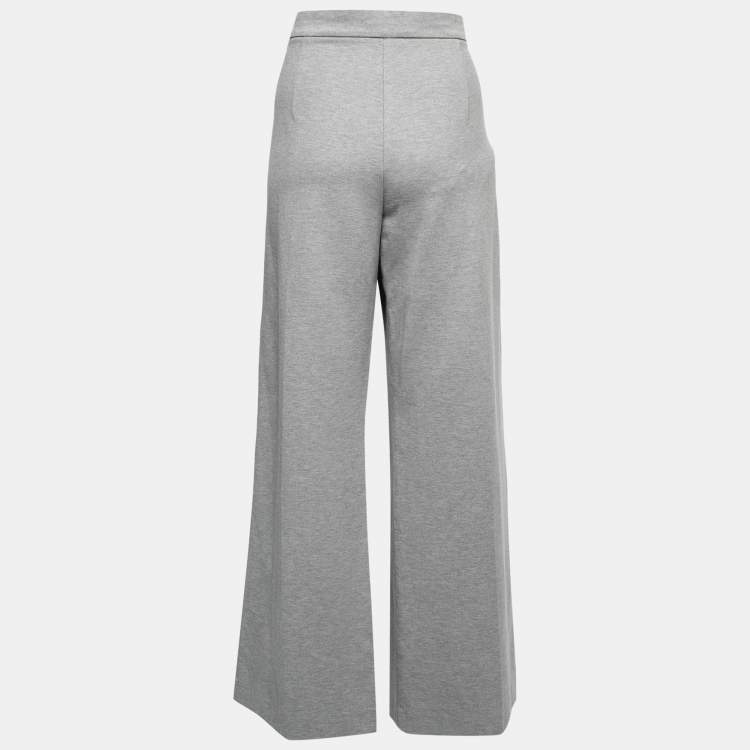 Pre Owned Max Mara Grey Jersey Wide Leg Pants L