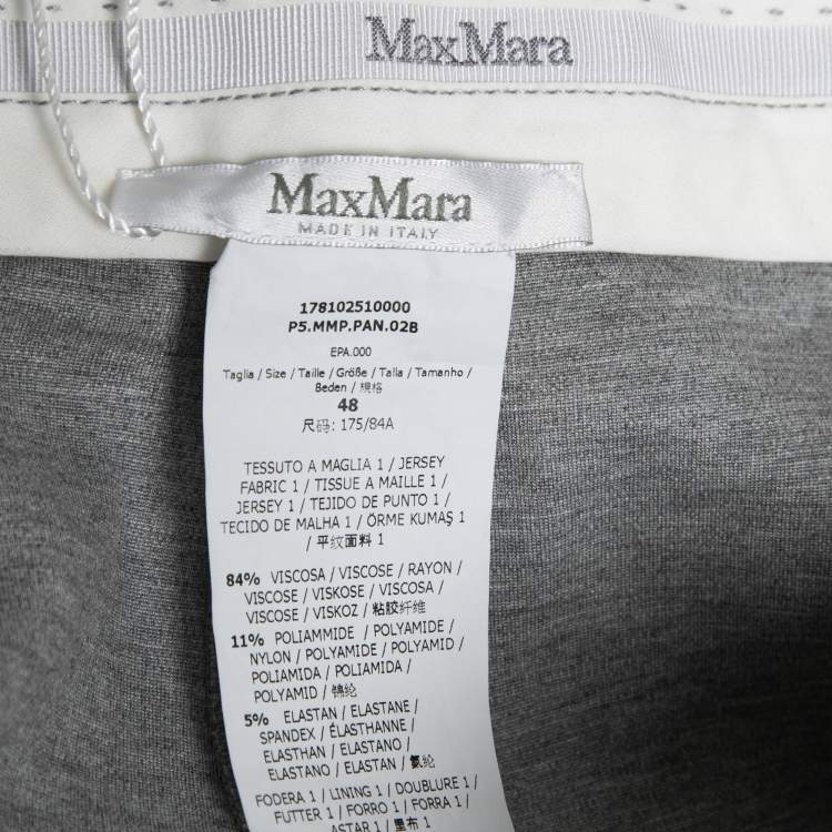 Pre Owned Max Mara Grey Jersey Wide Leg Pants L