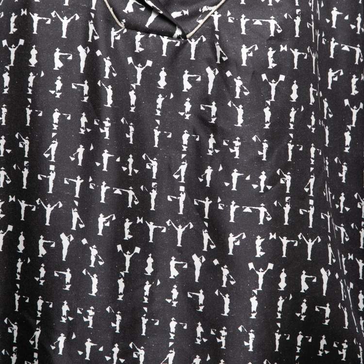 Pre Owned Max Mara Black Printed Silk Tunic Top L
