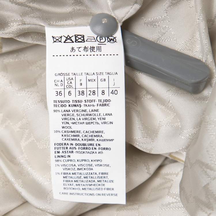 Pre Owned Max Mara Off White Wool & Cashmere Madame Icon Coat S