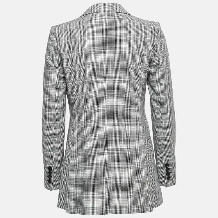 Pre Owned Max Mara Black/White Checked Patterned Cotton Blazer XS