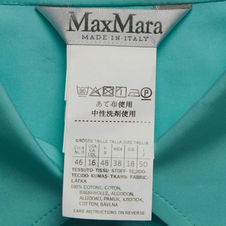 Pre Owned Max Mara Light Blue Cotton Shirt Maxi Dress 3XL