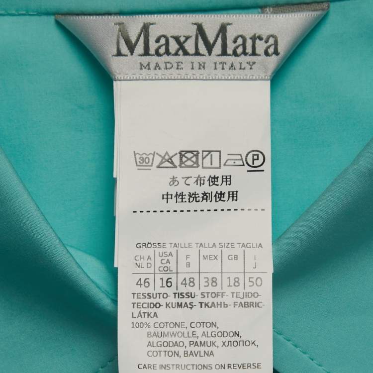 Pre Owned Max Mara Light Blue Cotton Shirt Maxi Dress 3XL