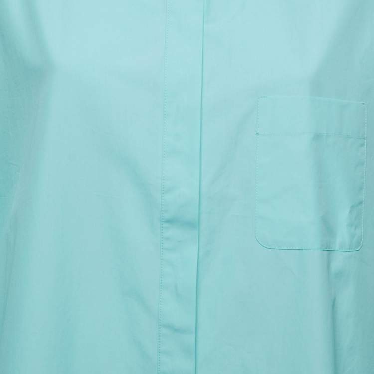 Pre Owned Max Mara Light Blue Cotton Shirt Maxi Dress 3XL