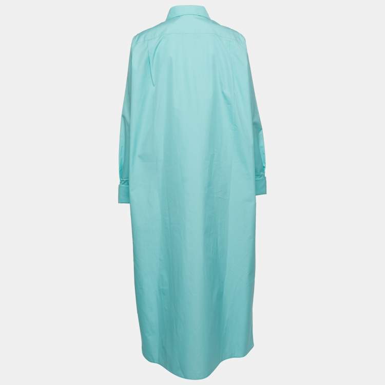 Pre Owned Max Mara Light Blue Cotton Shirt Maxi Dress 3XL