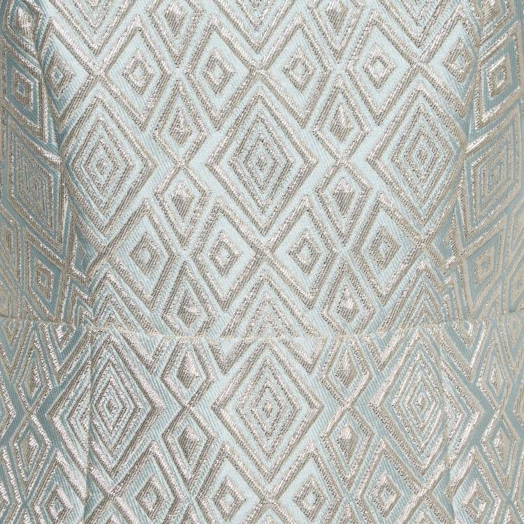 Pre Owned Max Mara Metallic/Light Blue Jacquard Gown S