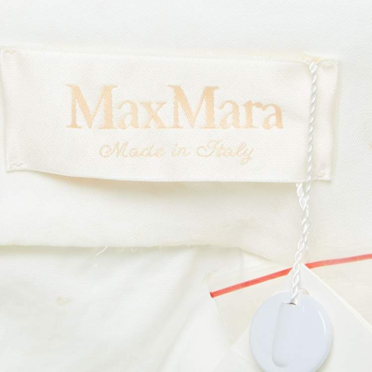 Pre Owned Max Mara White Lurex Jacquard Halter Neck Ermione Gown L