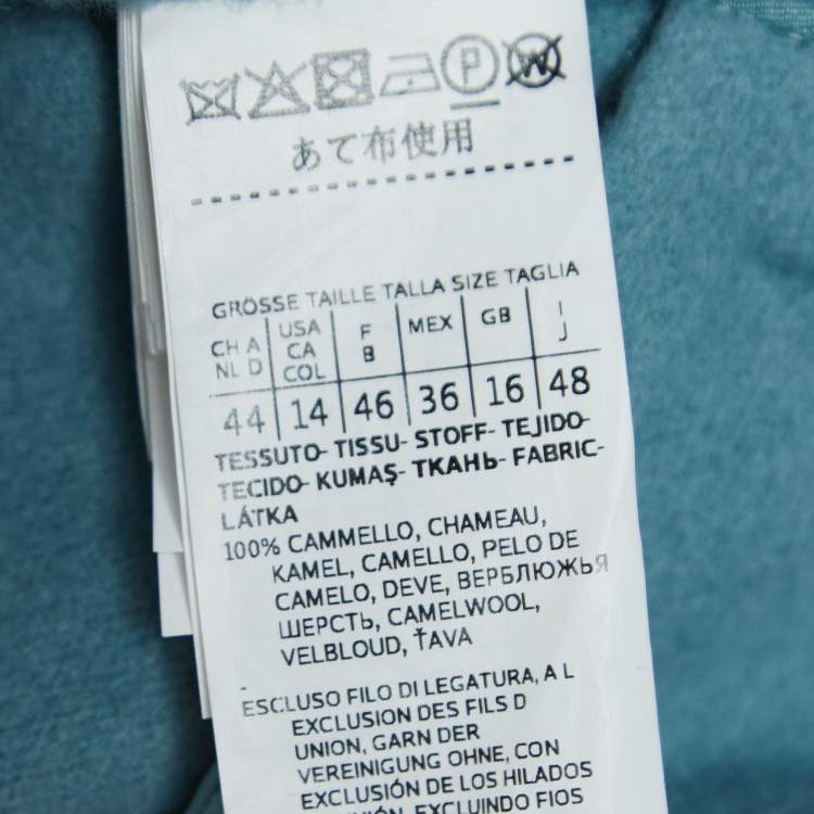 Pre Owned Max Mara Blue Wool Single Breasted Belted Trench Coat L