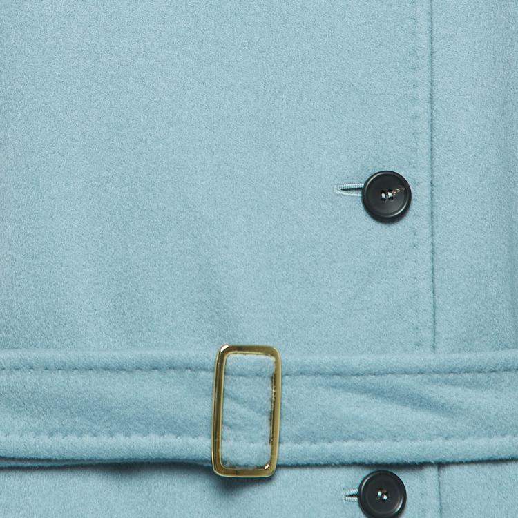 Pre Owned Max Mara Blue Wool Single Breasted Belted Trench Coat L