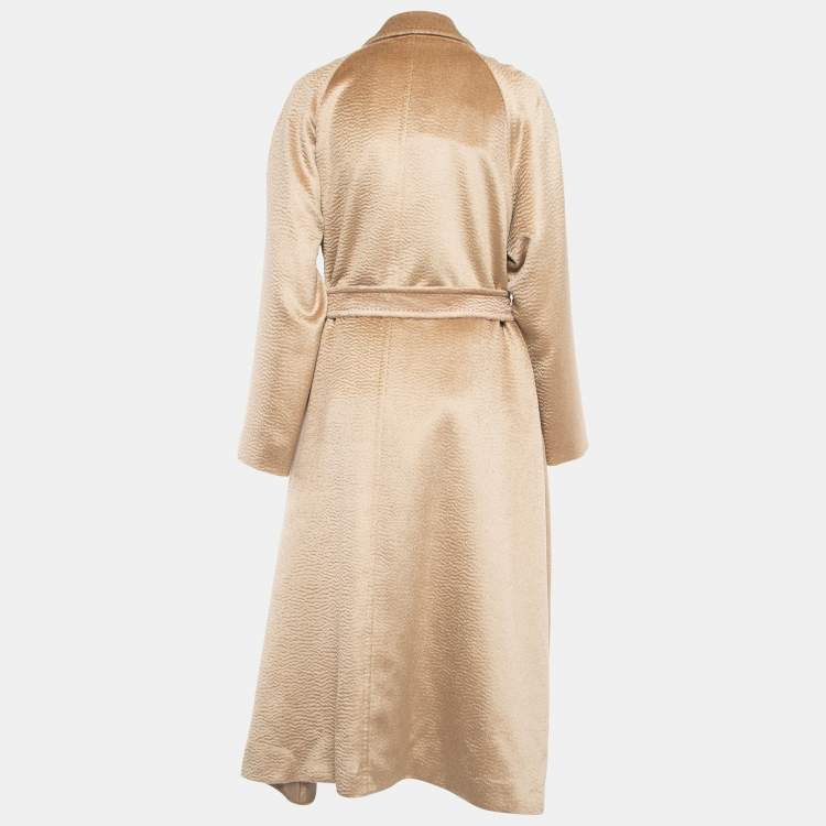 Pre Owned Max Mara Beige Alpaca Wool Belted Bormio Coat L