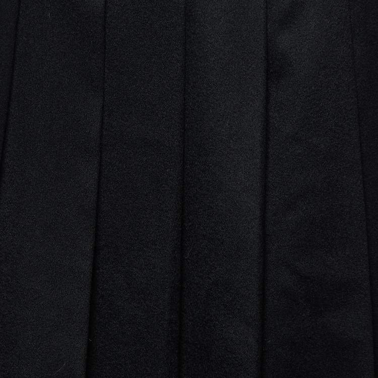 Pre Owned Max Mara Black Camel Wool Side Open Plata Kilt Skirt L